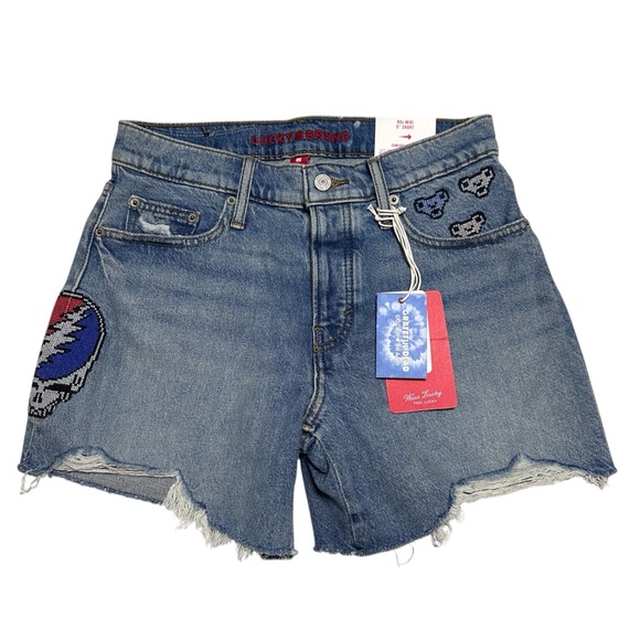 Lucky Brand Pants - Grateful Dead x Lucky Brand NEW Women’s 90s Midi Jean Shorts Embroidered Rock